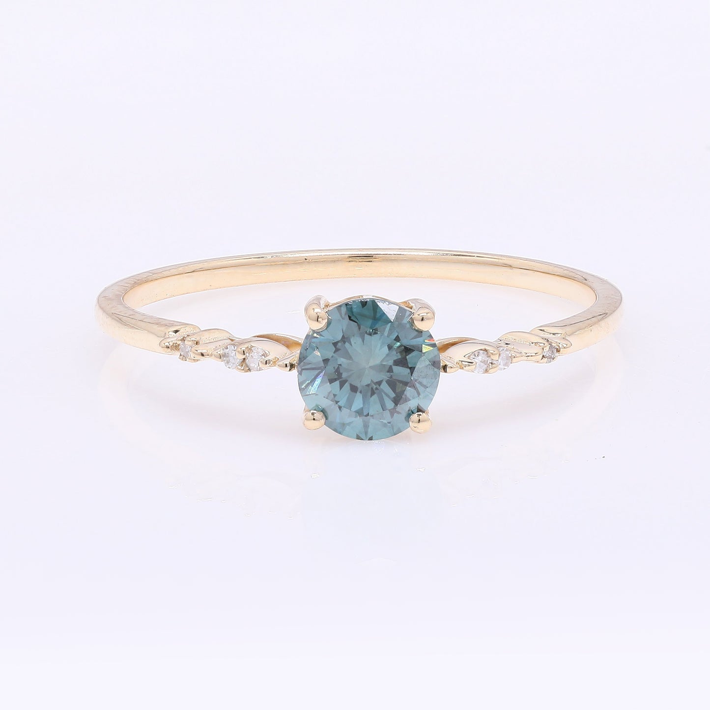 0.52 Ct Round Blue Diamond 14K Gold Ring