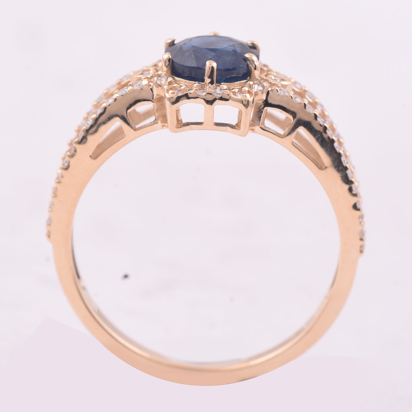1.53 Ct Round Mixed Cut Natural Sapphire 14K Gold Ring