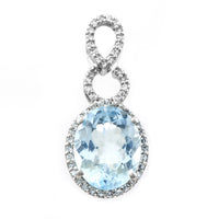 2.45 Ct Oval Mixed Cut Natural Aquamarine 950 Platinum Pendant