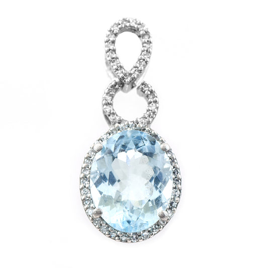 2.45 Ct Oval Mixed Cut Natural Aquamarine 950 Platinum Pendant