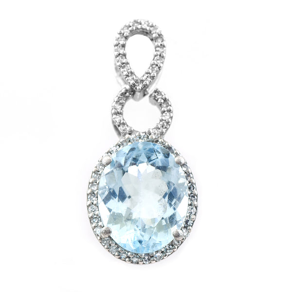 2.45 Ct Oval Mixed Cut Natural Aquamarine 950 Platinum Pendant