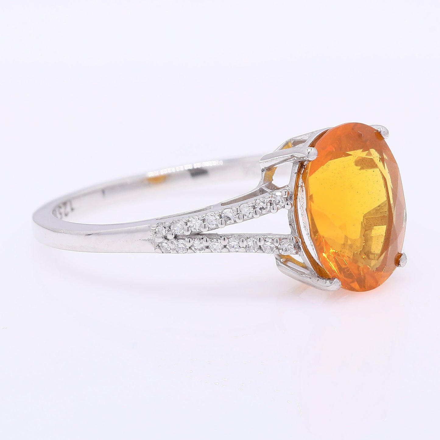 1.89 Ct Oval Mixed Cut Natural Fire Opal 950 Platinum Ring