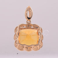 2.69 Ct Cushion Mixed Cut Natural Fire Opal 14K Gold Pendant