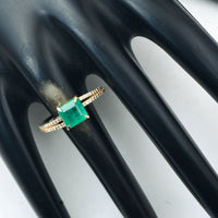 1.71 Ct Octagon Step Cut Natural Emerald 14K Gold Ring