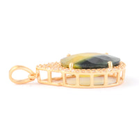 5.04 Ct Oval Mixed Cut Natural Bi Coloured Sapphire 14K Gold Pendant