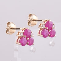 1.77 Ct Round Natural Ruby 14K Gold Earrings