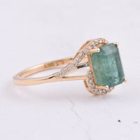 2.32 Ct Octagon Step Cut Natural Emerald 14K Gold Ring