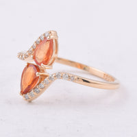 0.96 Ct Pear Natural Multi Coloured Sapphire 14K Gold Ring