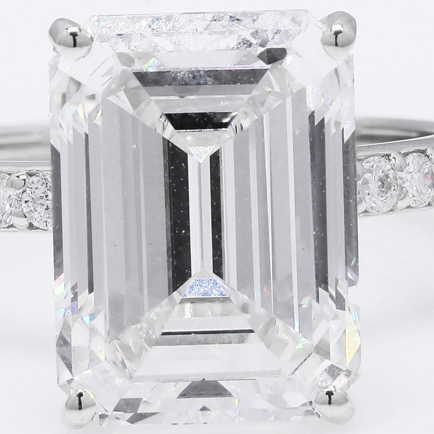 7.22 Ct Emerald Cut Lab Grown Diamond 14K Gold Ring