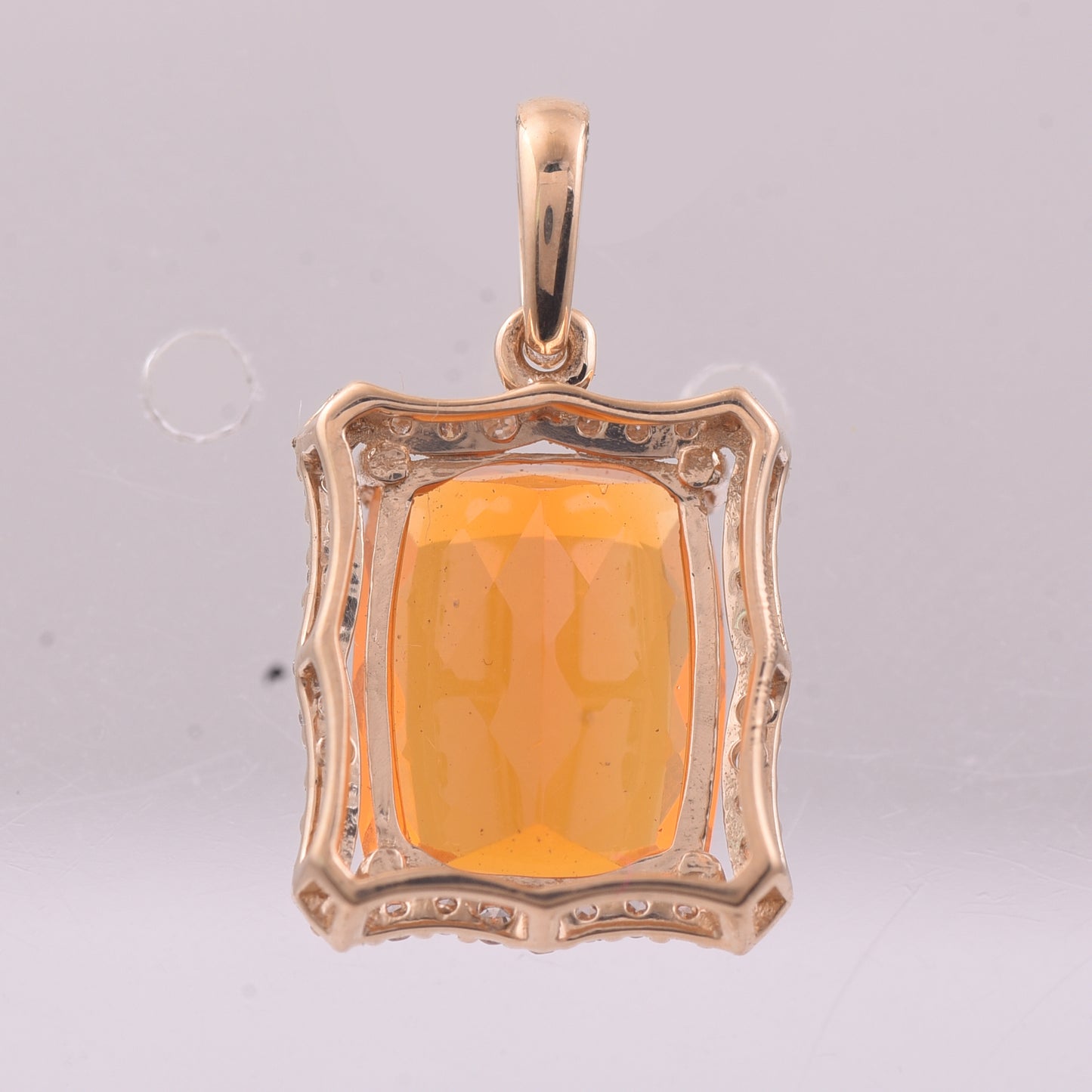 2.18 Ct Cushion Mixed Cut Natural Fire Opal 14K Gold Pendant