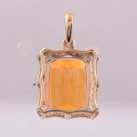 2.18 Ct Cushion Mixed Cut Natural Fire Opal 14K Gold Pendant