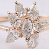 0.71 Ct Marquise, Pear Natural Diamond 14K Gold Ring