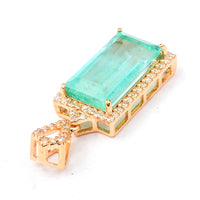 3.34 Ct Octagon Step Cut Natural Emerald 14K Gold Pendant