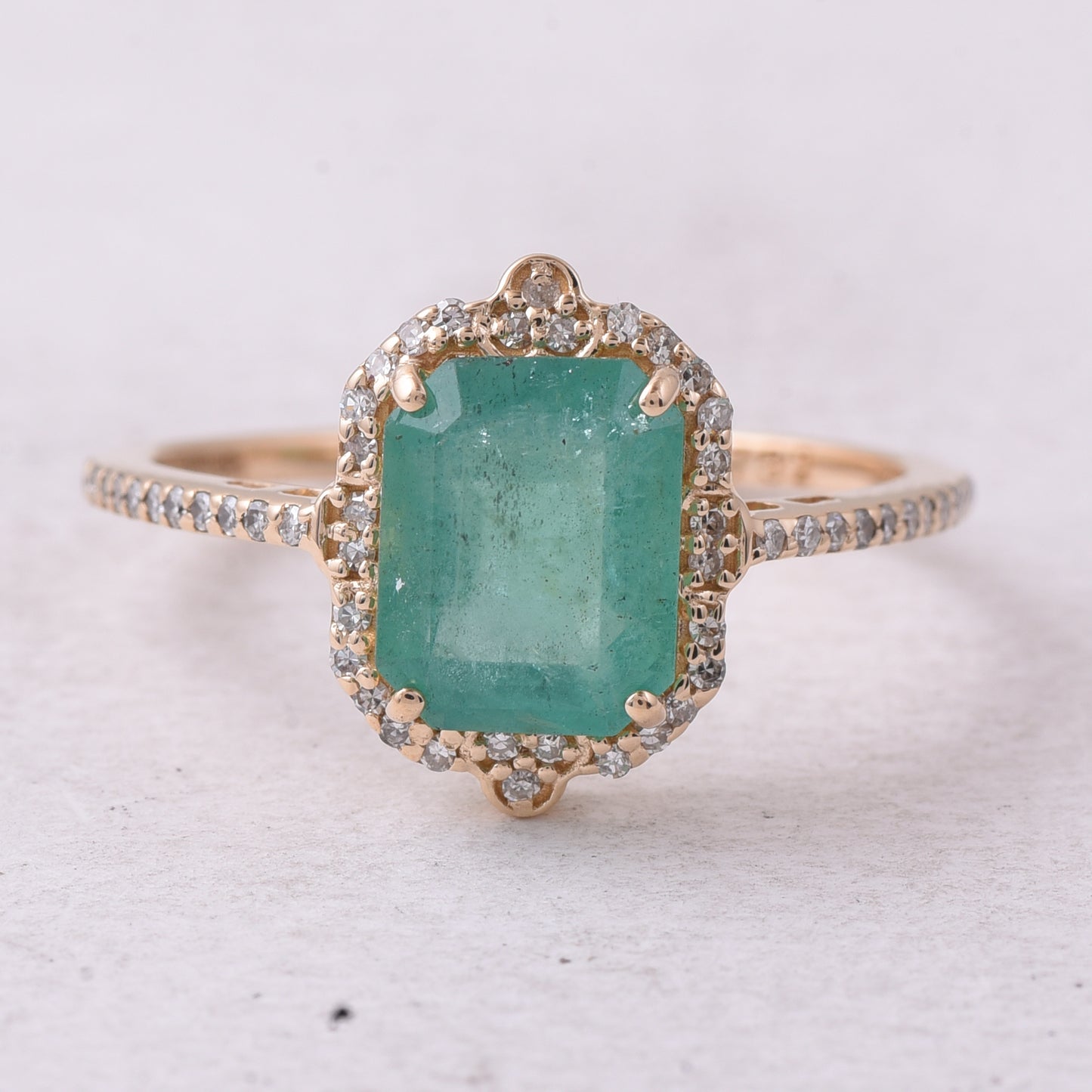 1.79 Ct Octagon Step Cut Natural Emerald 14K Gold Ring