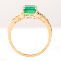 1.71 Ct Octagon Step Cut Natural Emerald 14K Gold Ring