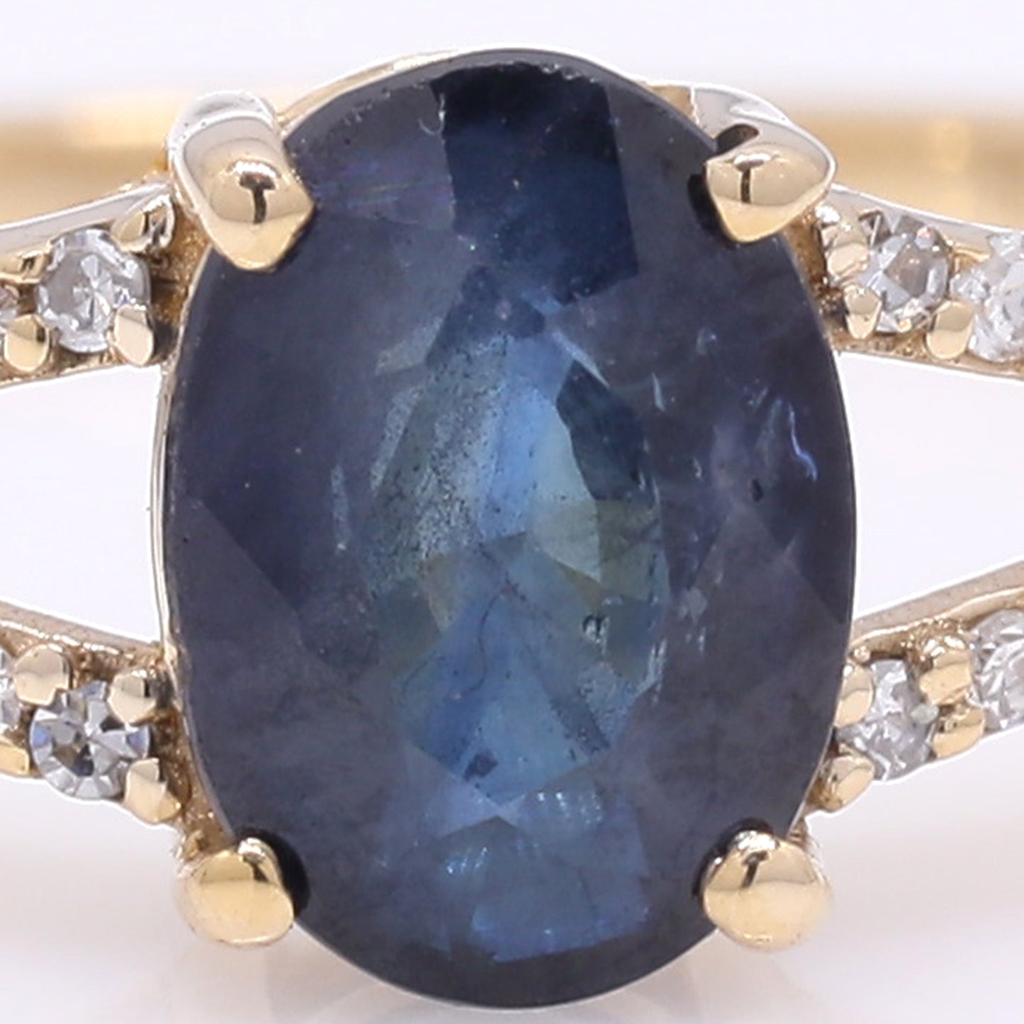 1.34 Ct Oval Mixed Cut Natural Sapphire 14K Gold Ring