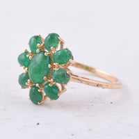 1.92 Ct Oval Cabochon Cut Natural Emerald 14K Gold Ring