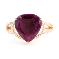 6.81 Ct Pear Mixed Cut Natural Corundum Ruby 14K Gold Ring