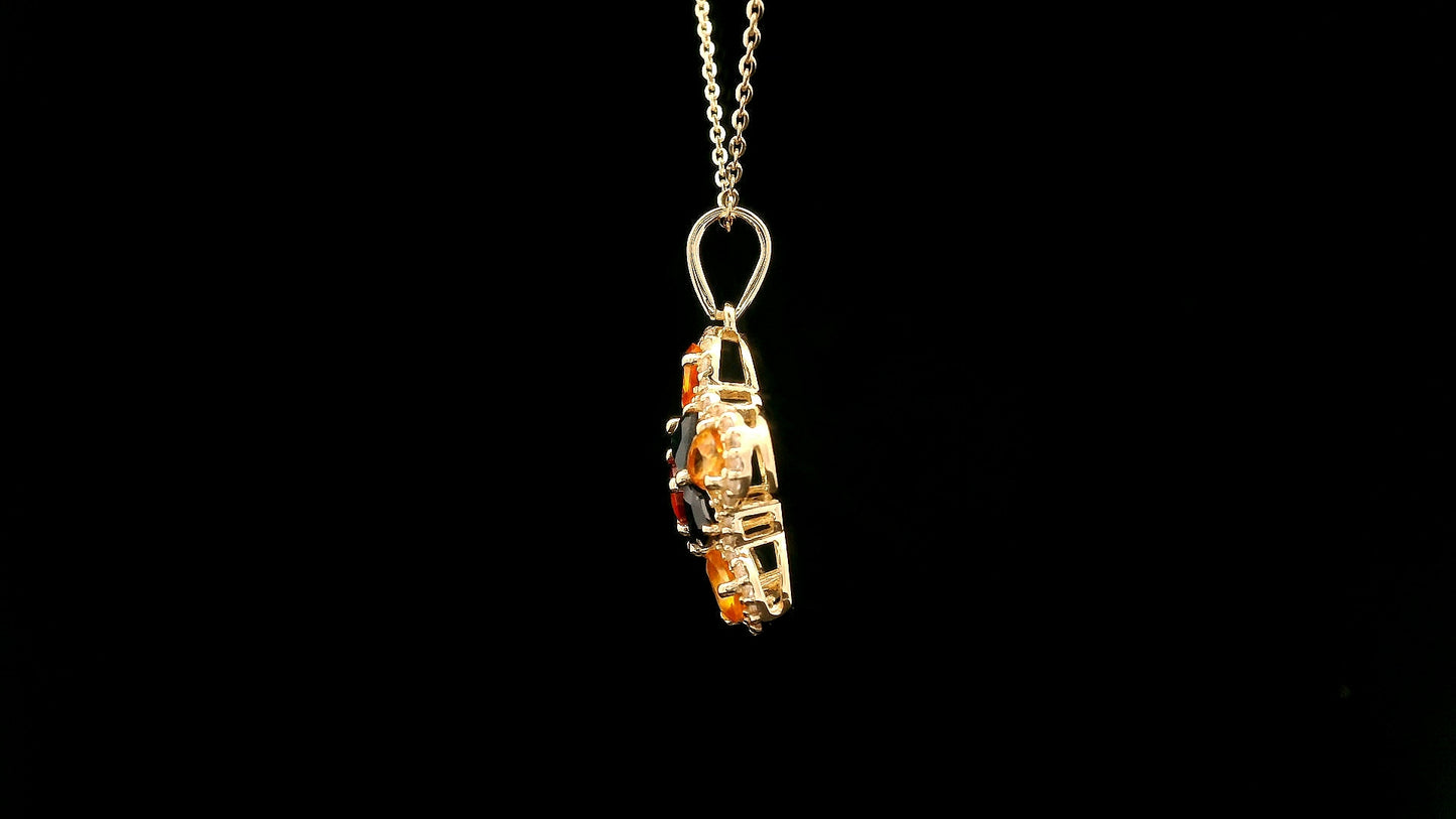 2.76 Ct Round Multi Sapphire 14K Gold Pendant