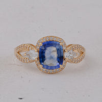 2.26 Ct Cushion Sapphire 9K Gold Ring