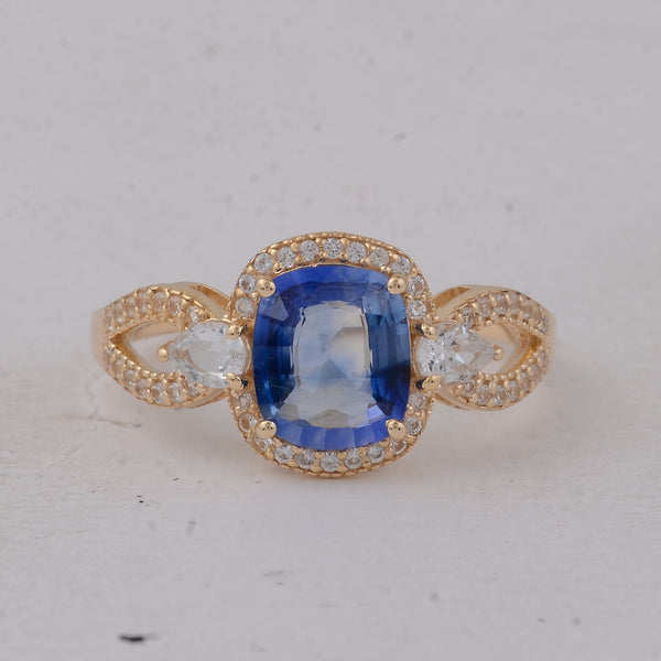 2.26 Ct Cushion Sapphire 9K Gold Ring