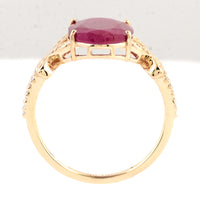 2.91 Ct Oval Mixed Cut Natural Corundum Ruby 14K Gold Ring