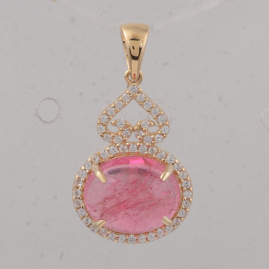 3.66 Ct Oval Tourmaline 9K Gold Pendant