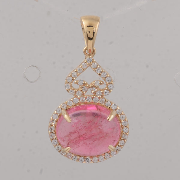 3.66 Ct Oval Tourmaline 9K Gold Pendant