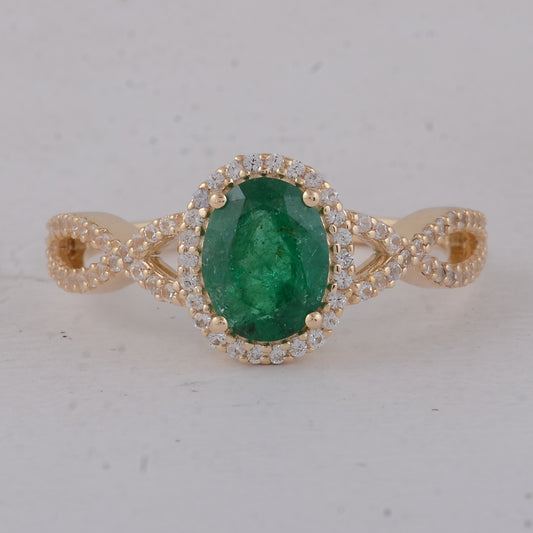 1.44 Ct Oval Emerald 9K Gold Ring