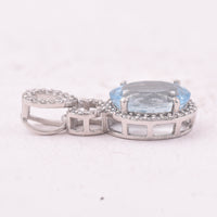 2.45 Ct Oval Mixed Cut Natural Aquamarine 950 Platinum Pendant