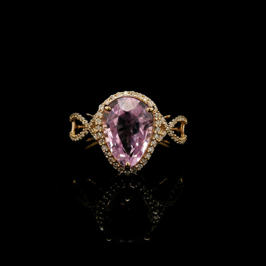 3.76 Ct Pear Kunzite 14K Gold Ring