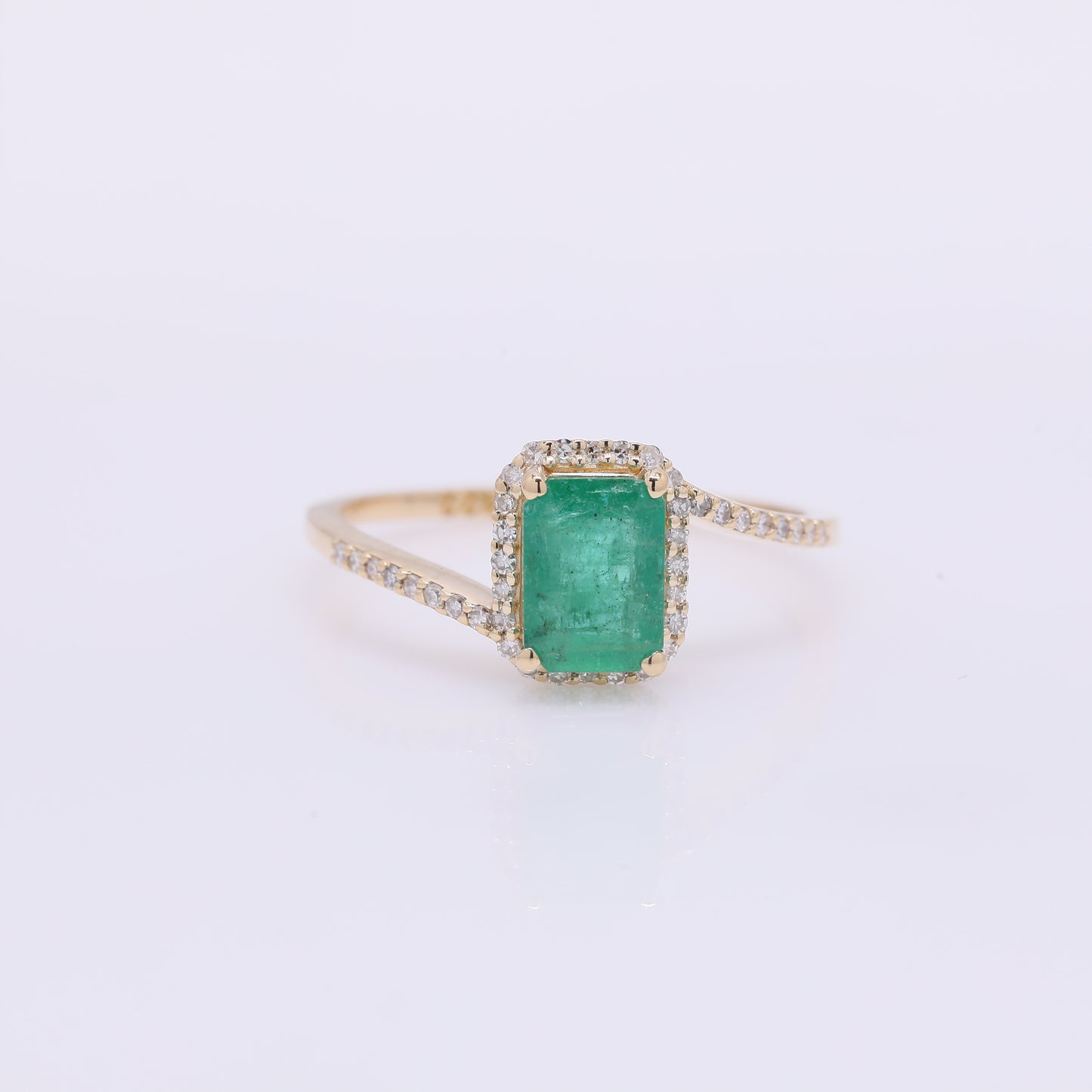 1.19 Ct Octagon Step Cut Natural Emerald 14K Gold Ring