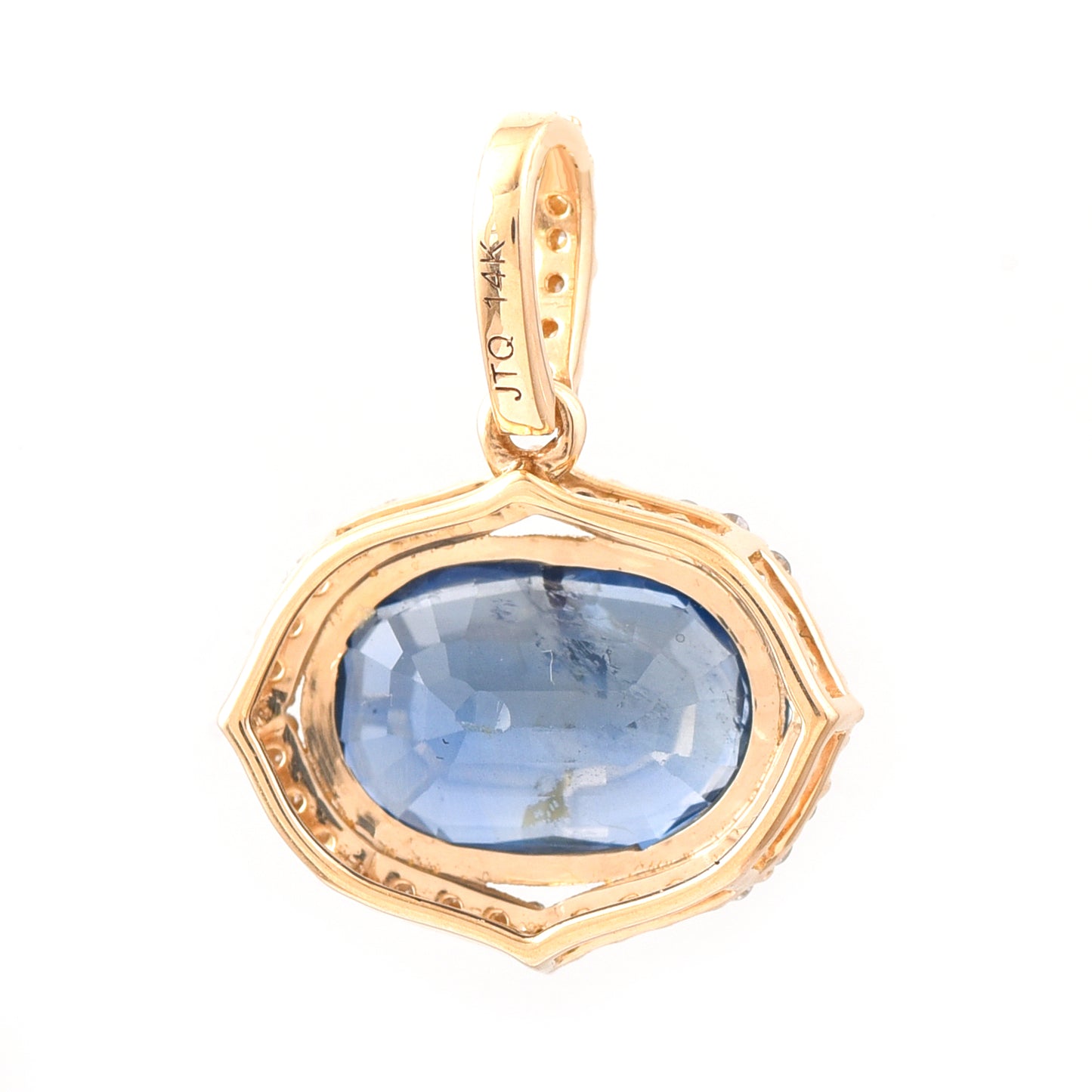 2.26 Ct Oval Mixed Cut Natural Sapphire 14K Gold Pendant