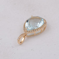 3.30 Ct Pear Aquamarine 9K Gold Pendant