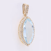2.63 Ct Marquise Mixed Cut Natural Aquamarine 14K Gold Pendant