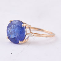 5.39 Ct Round Natural Tanzanite 14K Gold Ring