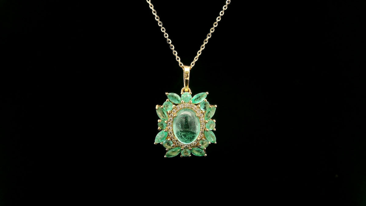 2.40 Ct Oval Emerald 14K Gold Pendant