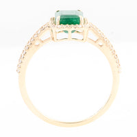 1.71 Ct Emerald Cut Natural Beryl Emerald 14K Gold Ring