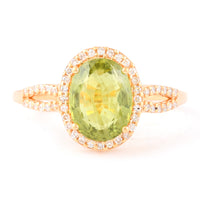 2.38 Ct Oval Mixed Cut Natural Green Sapphire 14K Gold Ring