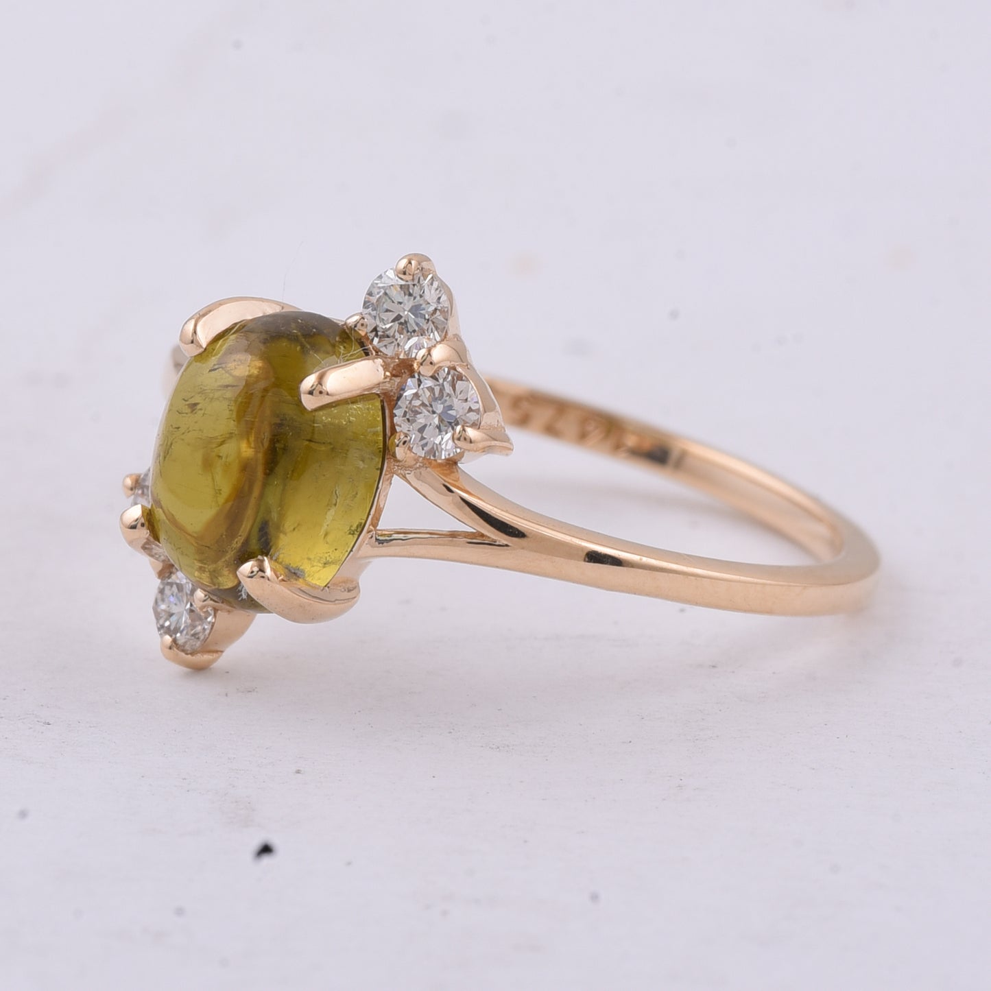1.89 Ct Oval Cabochon Cut Natural Tourmaline 14K Gold Ring