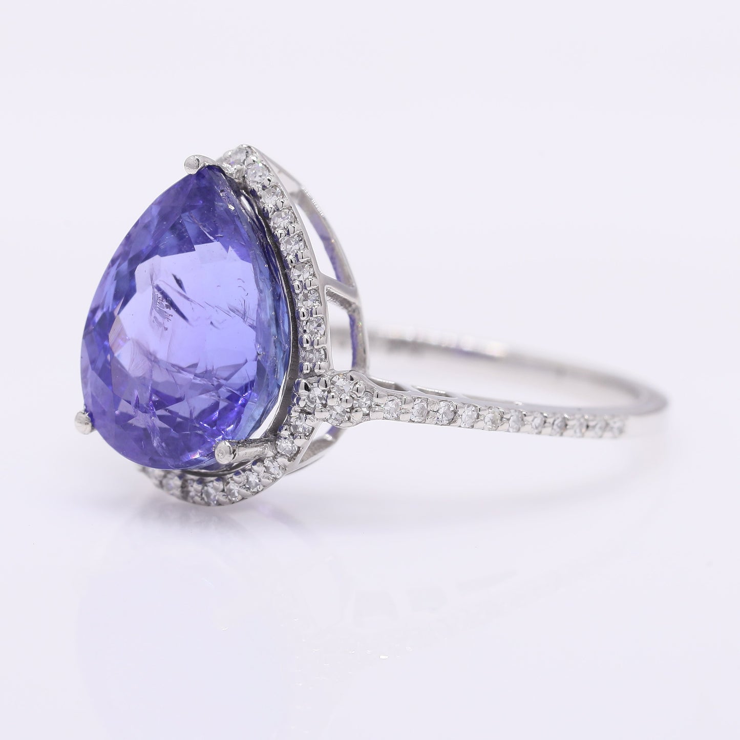 4.54 Ct Pear Mixed Cut Natural Tanzanite 950 Platinum Ring