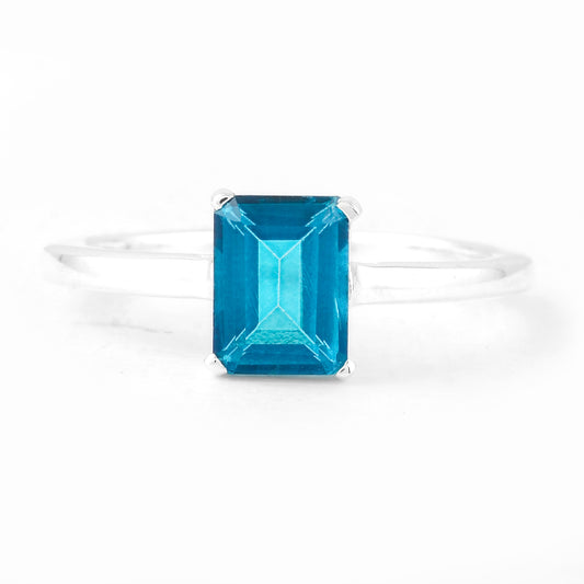 2.07 Ct Octagon Paraiba Topaz 925 Sterling Silver Ring