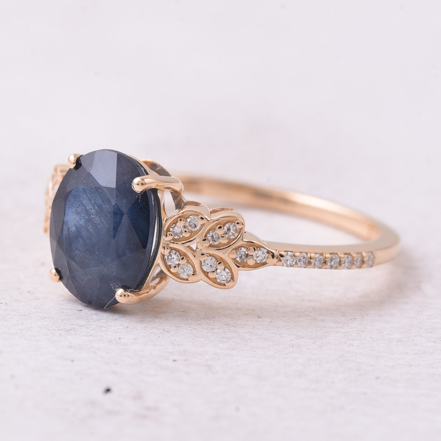 2.57 Ct Oval Mixed Cut Natural Sapphire 14K Gold Ring