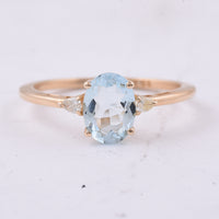 1.10 Ct Oval Natural Aquamarine 14K Gold Ring