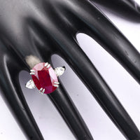 6.97 Ct Oval Cut Natural Corundum Ruby 950 Platinum Ring