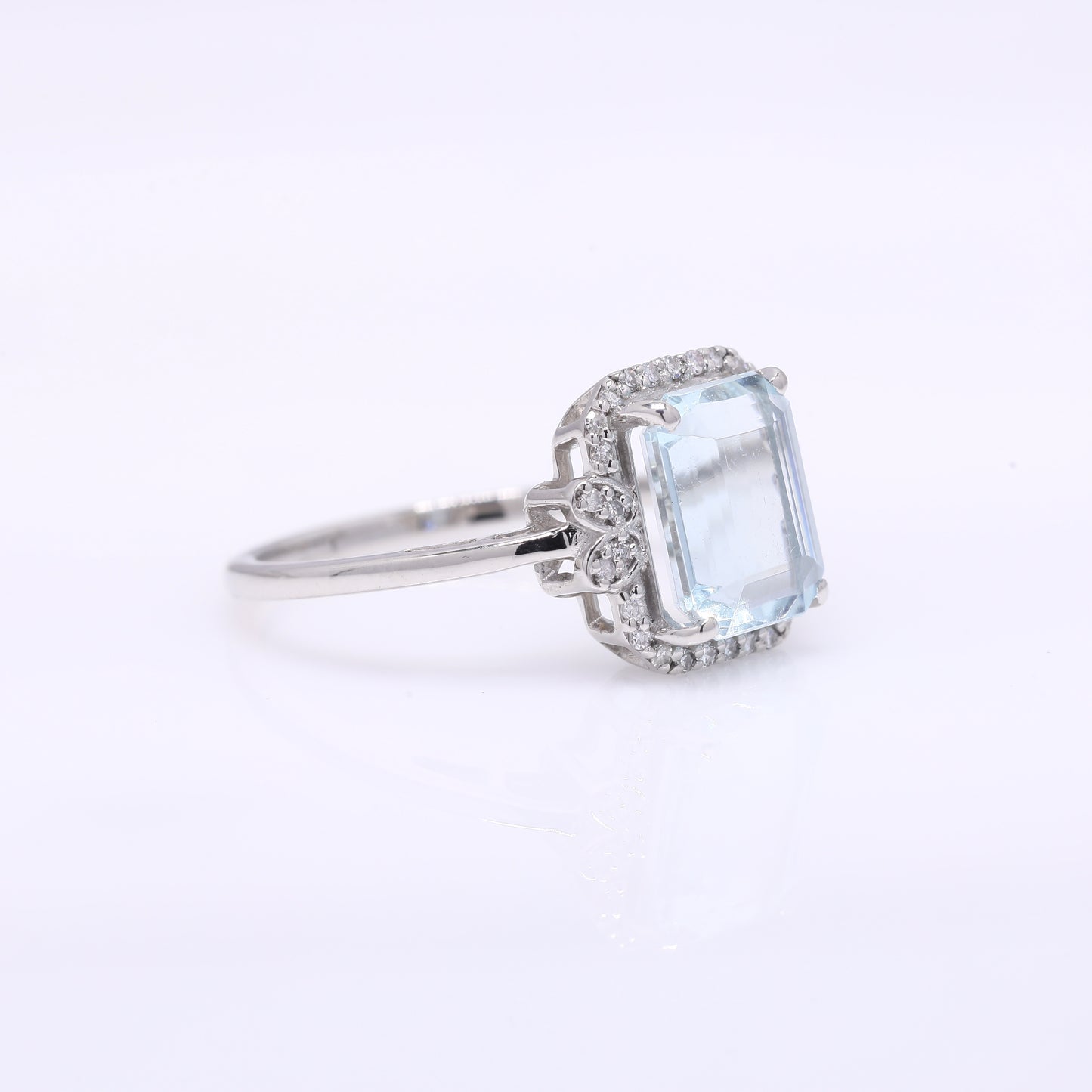 2.46 Ct Octagon Step Cut Natural Aquamarine 950 Platinum Ring