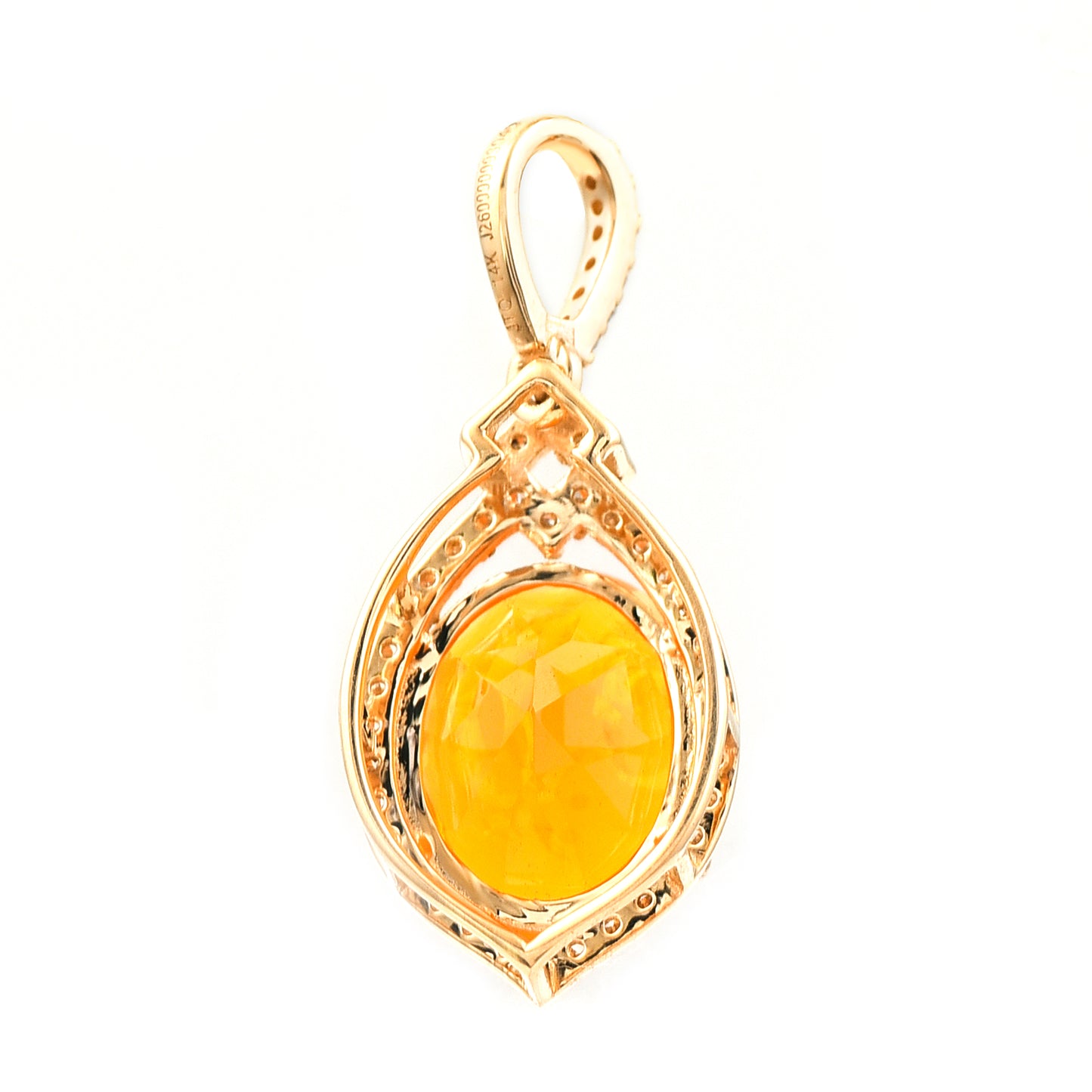 1.93 Ct Oval Mixed Cut Natural Fire Opal 14K Gold Pendant