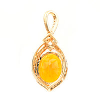 1.93 Ct Oval Mixed Cut Natural Fire Opal 14K Gold Pendant