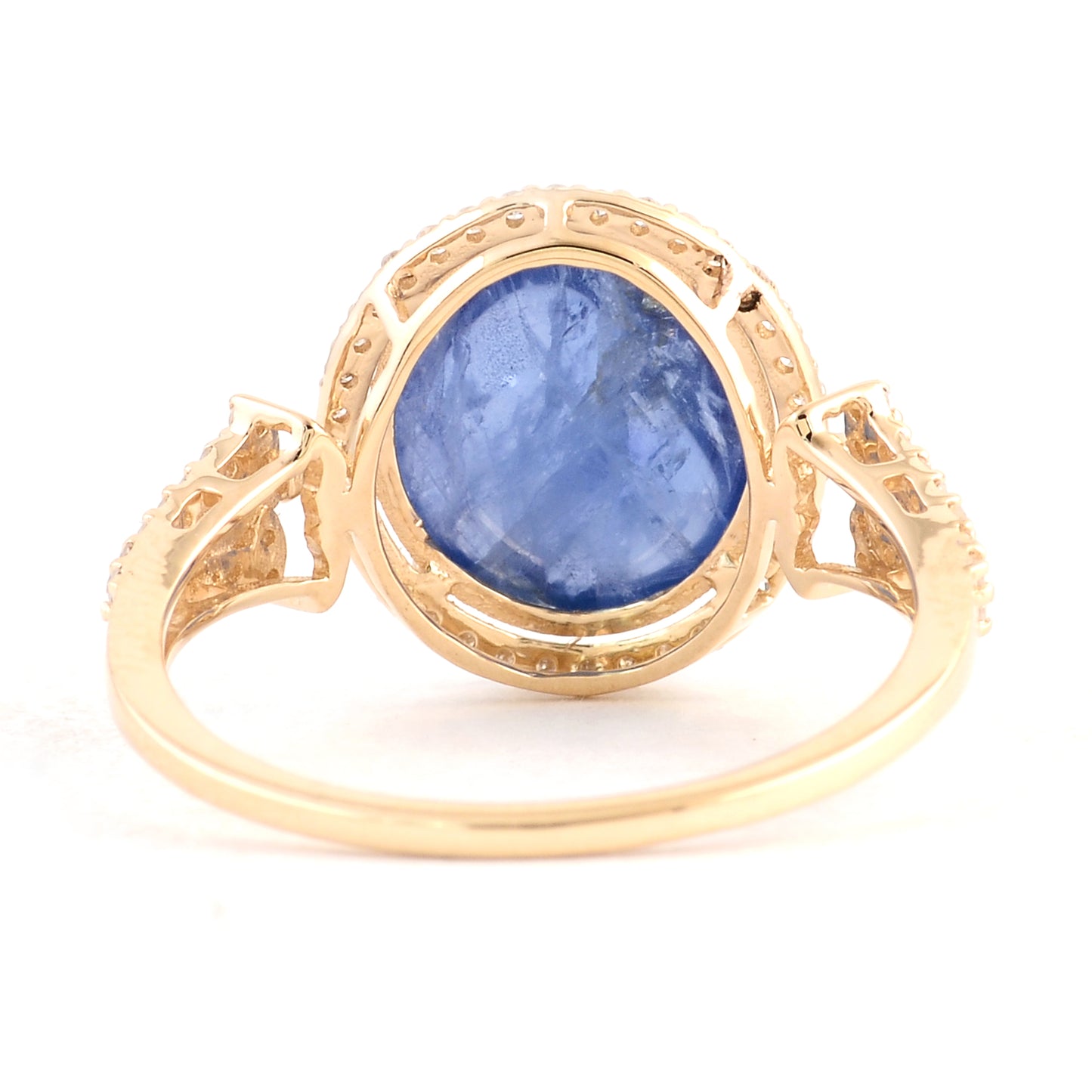 4.49 Ct Oval Cabochon Natural Corunum Sapphire 14K Gold Ring