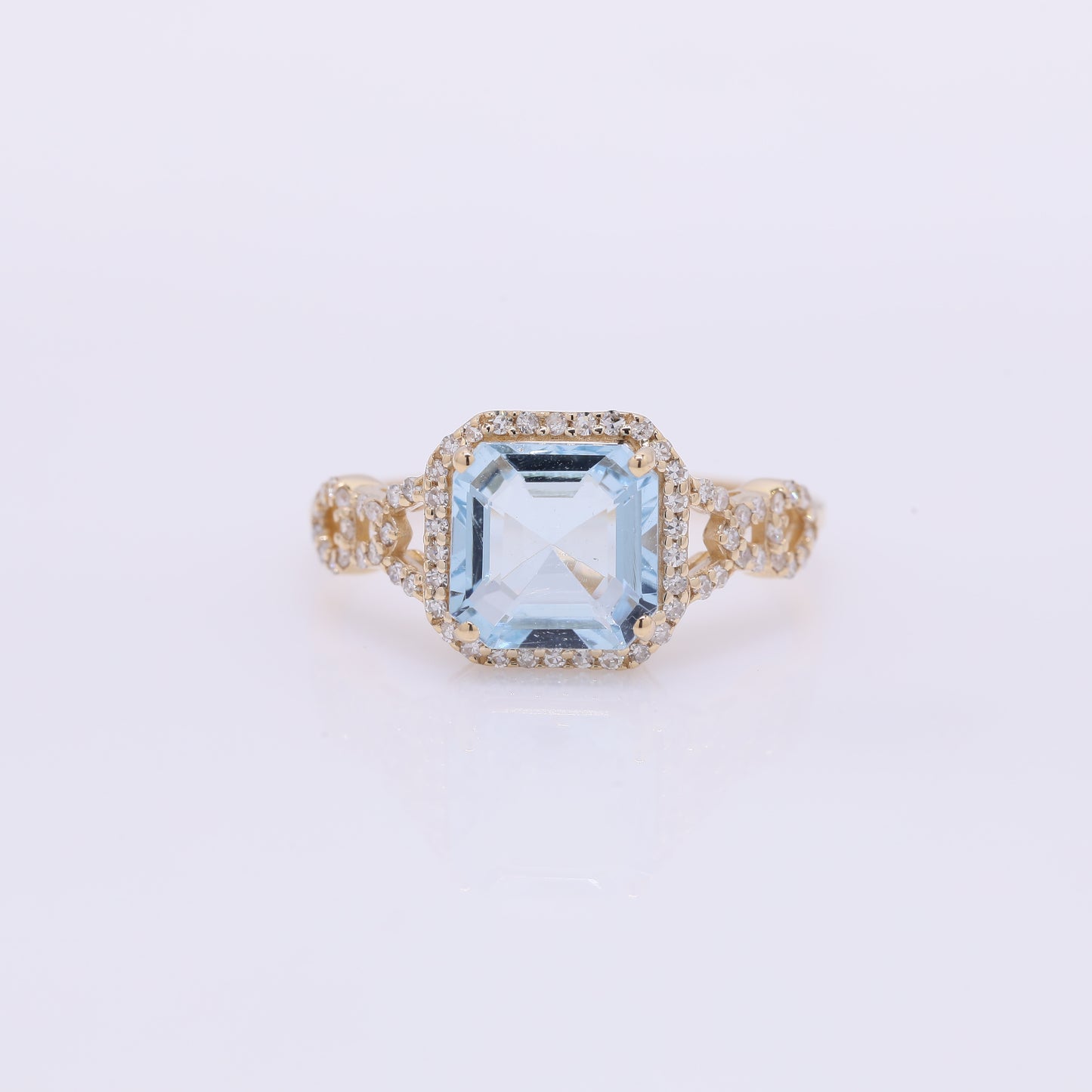 2.11 Ct Octagon Step Cut Natural Aquamarine 14K Gold Ring